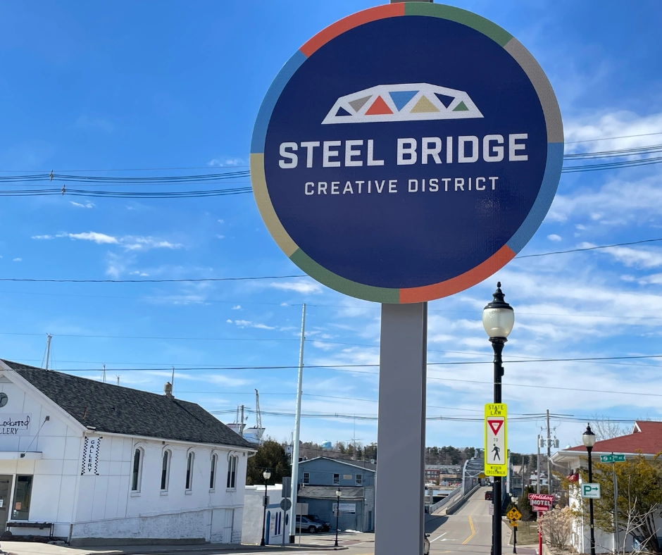 Steel Bridge Creative District Sign in Sturgeon Bay