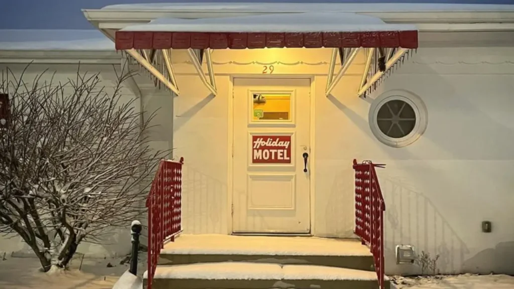 Snow covered entrance